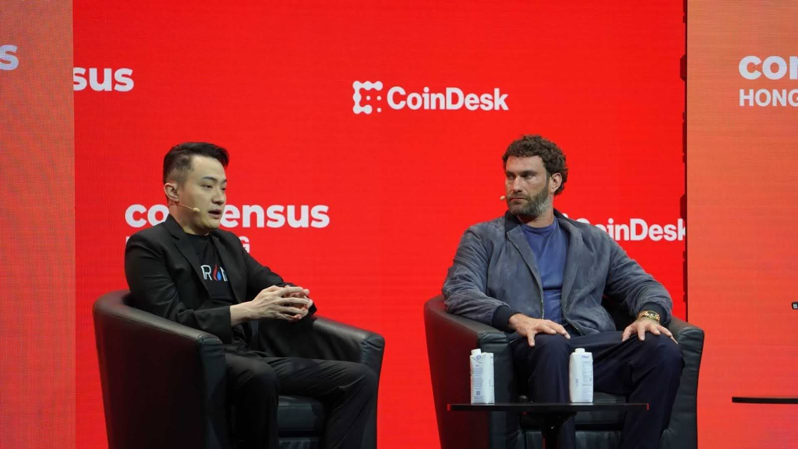 Justin Sun and Zak Folkman at CoinDesk's Consensus Hong Kong Conference (Source: CoinDesk)