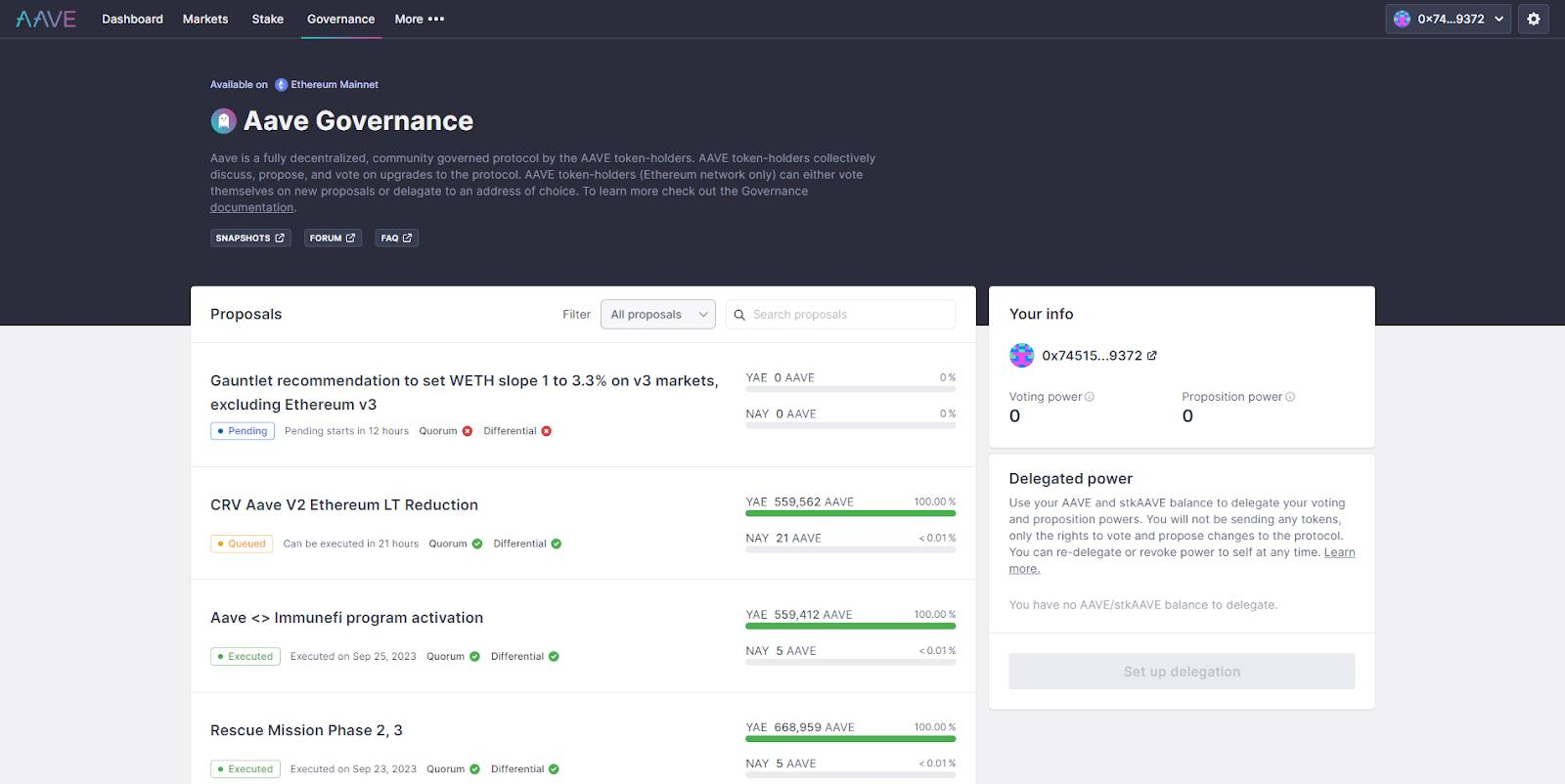 Governance Feature on Aave