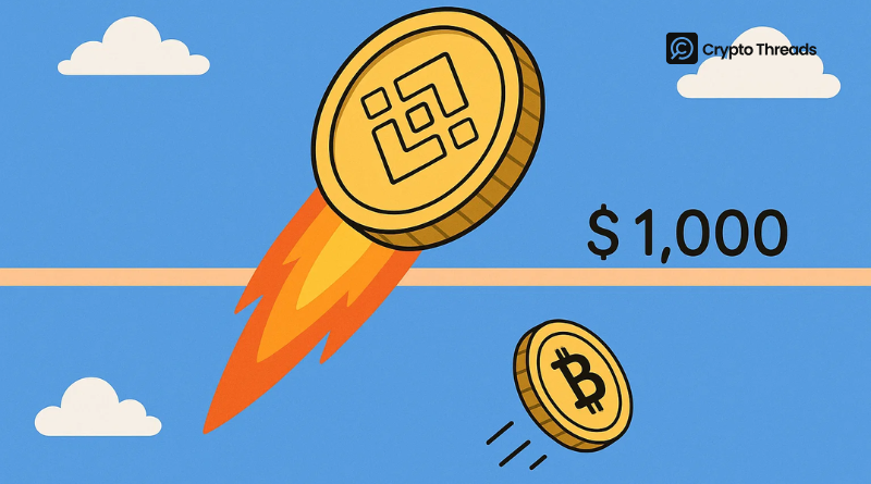 BNB Breaks $1,000 & New High While Bitcoin Pulls Back